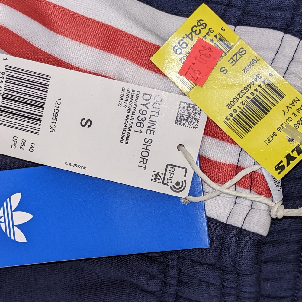 ADIDAS COTTON SHORTS BRAND NEW WITH TAGS BLUE WHITE AND ORANGE